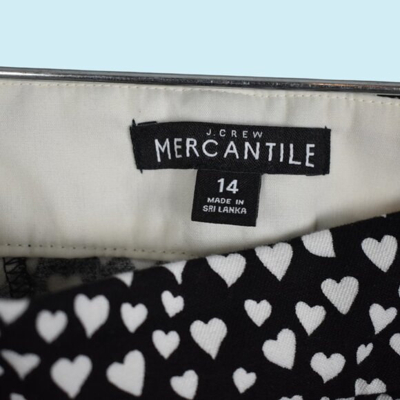 J Crew Mercantile Winnie Pants Women's Size 14 Black with Hearts Crop Comfort - Picture 6 of 14